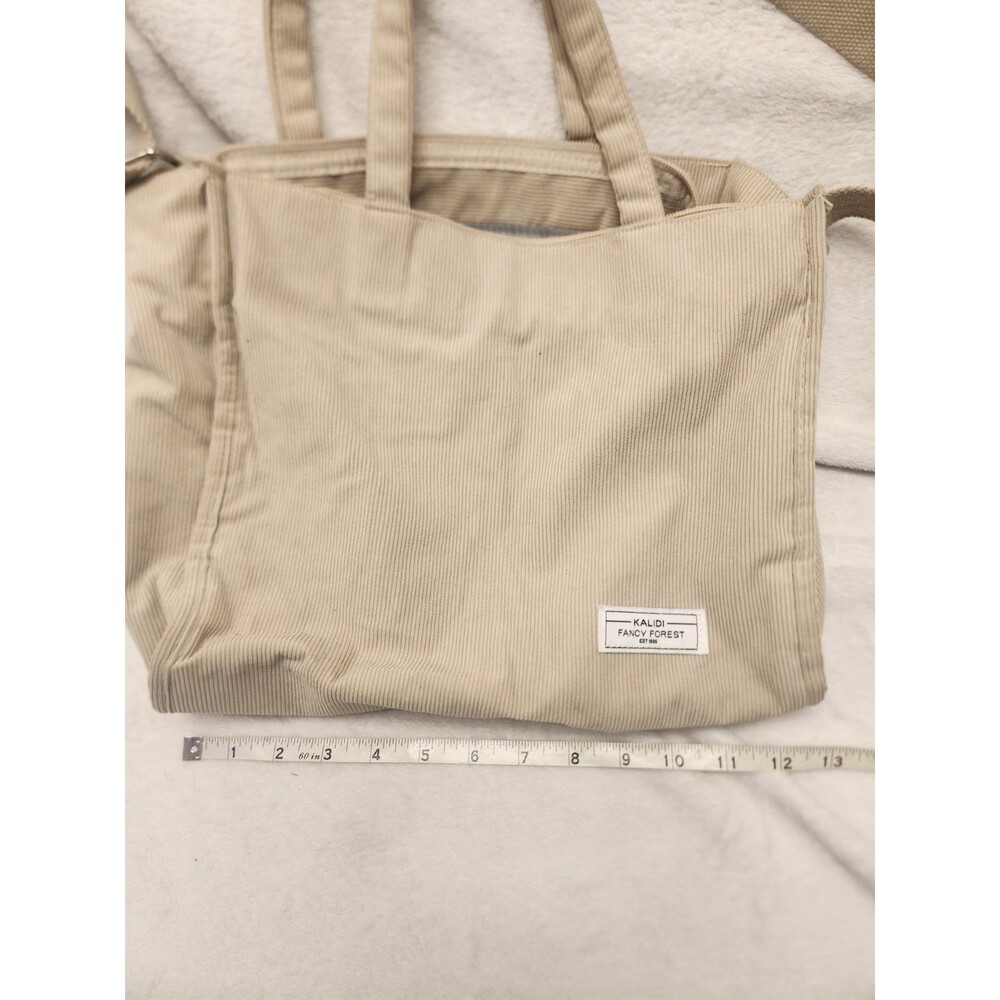 Kalidi Corduroy Tan Tote Bag Bag Shoulder With Strap Beige 13x10 - Picture 5 of 7